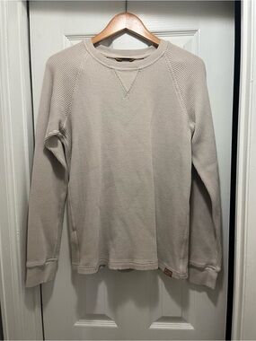 L.L.Bean Signature Waffle Crew Men’s M Oyster Shell Beige Slim Fit Thermal